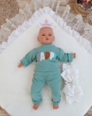 Yenidoğan Wool Yün Kumaş Taç Nakışlı Güpür Duvaklı Fiyonk Prizma Taş Unisex Kundak Bebek Battaniyesi