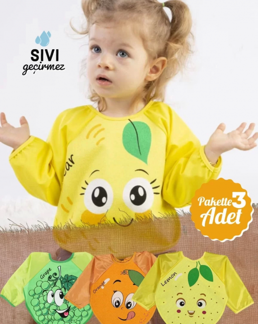 3 Adet Giyilebilir Meyve Kollu Önlük