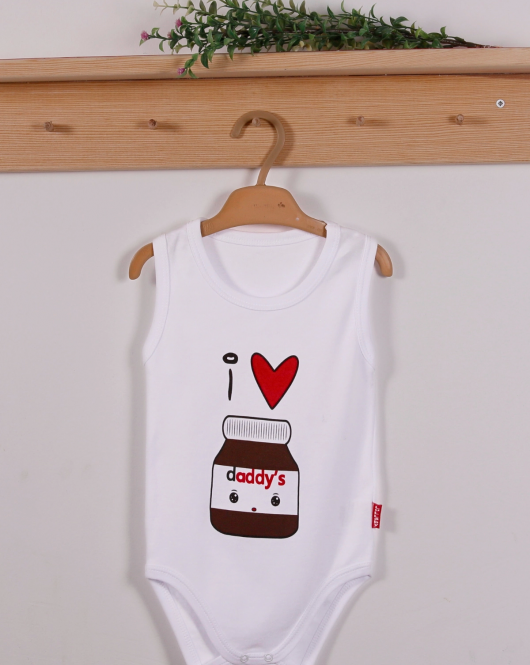 Yeni Doğan 3-12 Ay Abisinin Minik Aşkı Askılı Body Beyaz