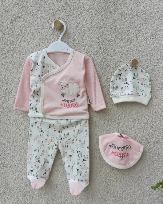 Annesinin Kuzusu Şapkalı Eldivenli 5'li Kız Bebek Takım Seti