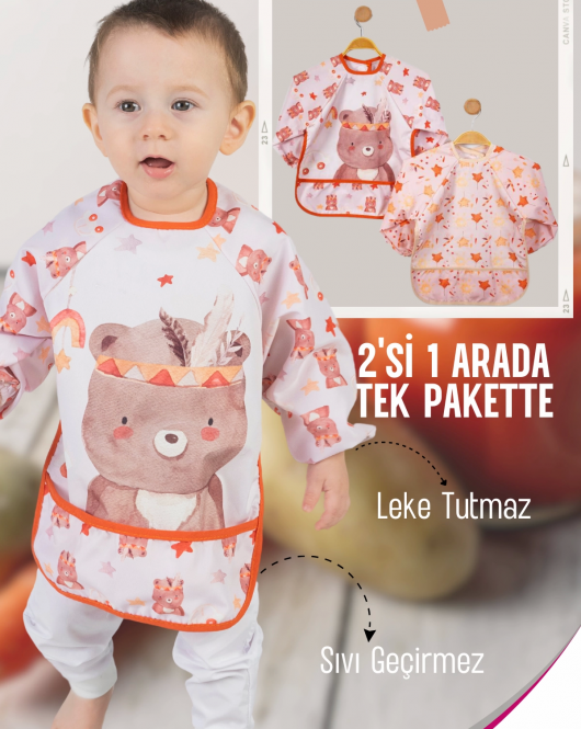 Bohem Bear 2'li Kombin Kollu Mama Önlüğü