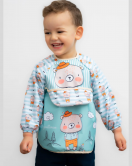Cepli Sıvı Geçirmez Uzun Kol Mama ve Aktivite Önlüğü(Panda-Bear)