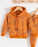 3-18 Ay Erkek Bebek Takımı Cool Bear Kapüşonlu Turuncu