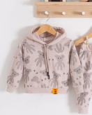 3-18 Ay Erkek Bebek Takımı Cool Bear Kapüşonlu Krem