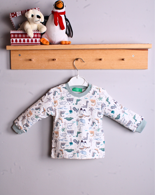 Dinazor Desen Erkek Bebek Eşofman Pijama Takımı Yeşil