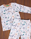 Dinazor Desen Erkek Bebek Eşofman Pijama Takımı Kahverengi