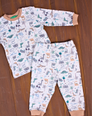 Dinazor Desen Erkek Bebek Eşofman Pijama Takımı Kahverengi