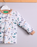 Dinazor Desen Erkek Bebek Eşofman Pijama Takımı Kahverengi