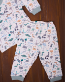 Dinazor Desen Erkek Bebek Eşofman Pijama Takımı Yeşil