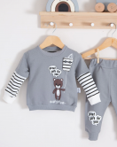 3-18 Ay Erkek Bebek Takımı Gift For You 2'li Gri