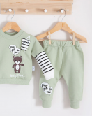 3-18 Ay Erkek Bebek Takımı Gift For You 2'li Yeşil