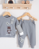 3-18 Ay Erkek Bebek Takımı Gift For You 2'li Gri