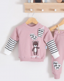 3-18 Ay Erkek Bebek Takımı Gift For You 2'li Gül Kurusu