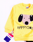 3-12 Ay Erkek Bebek Takımı Happy Dog Nakışlı Sarı