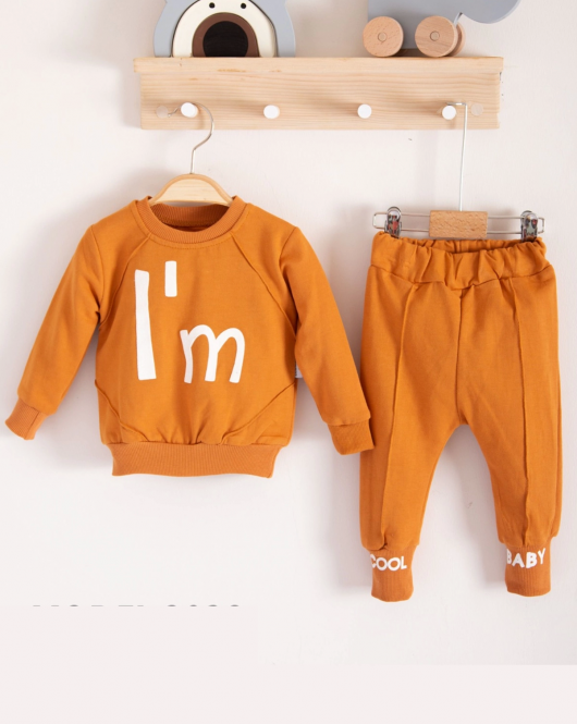 3-18 Ay Erkek Bebek Takımı I'm Cool 2'li Kahverengi