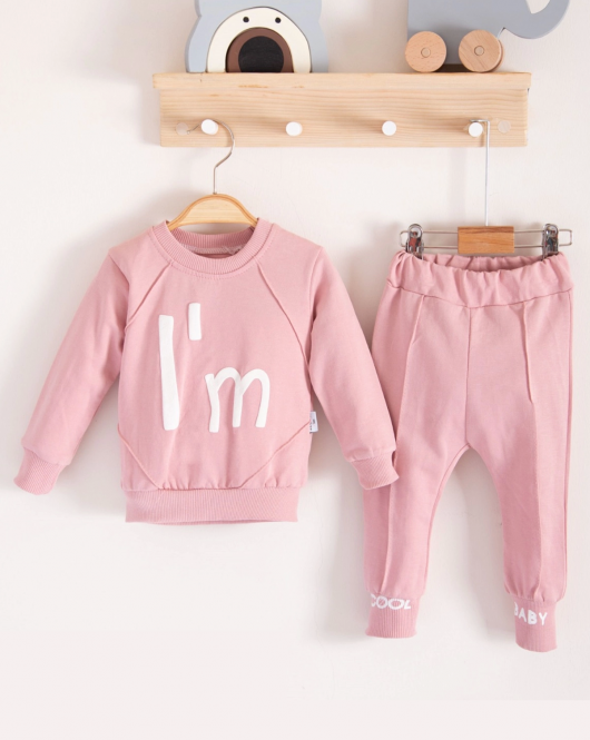 3-18 Ay Kız Bebek Alt&Üst Takımı I'm Cool 2'li Pembe