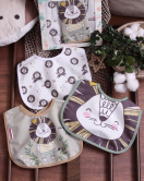 Kaplan Temalı Kare 3 Parça Microfiber Mama Önlüğü Kendi Kutusunda (Sıvı Geçirmez) Çıtçıtlı