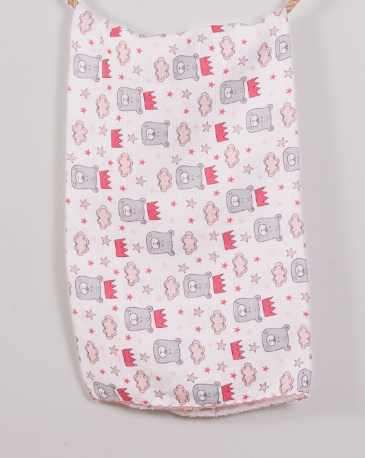 Kırmızı Bear 80*80 Müslin Bebek Battaniyesi