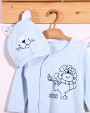3-6 Ay Mini Jungle Aslan Erkek Bebek 4'lü Tulum Seti Mavi