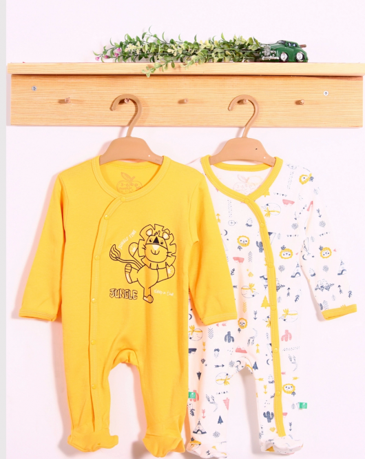 3-6 Ay Mini Jungle Aslan Erkek Bebek 4'lü Tulum Seti Sarı