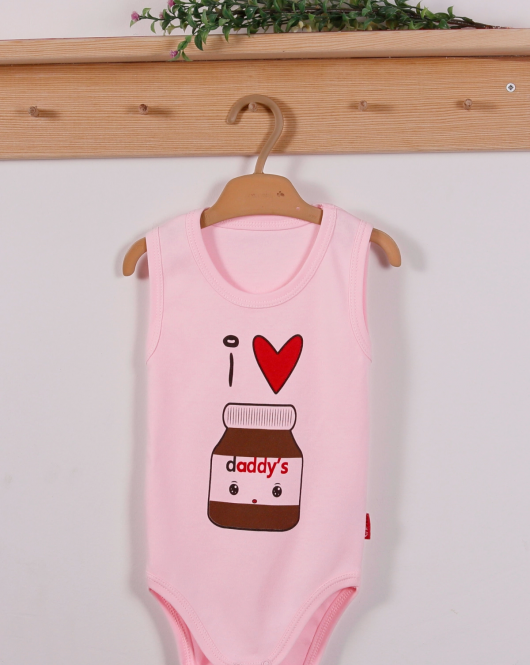 Yeni Doğan 3-12 Ay Çikolata Askılı Unisex Body Pembe
