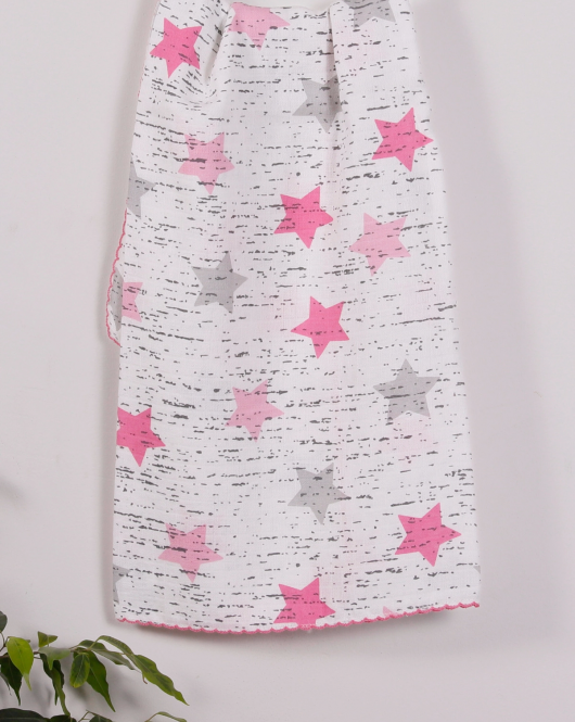 Pembe Yıldız 95*120 Müslin Bebek Battaniyesi