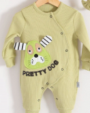3-18 Ay Pretty Dog Kız Bebek Tulumu Bandanalı Yeşil