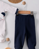 3 Ay Puanlı Ayıcık Nakışlı Tulumlu Erkek Bebek 5'li Set Lacivert