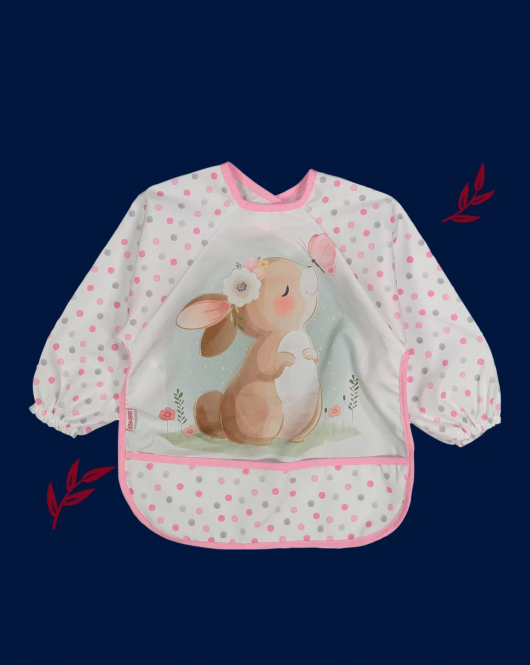 Tavşan Figürlü Uzun Kollu Giyilebilir Mama Önlüğü