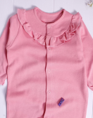 3-9 Ay Kız Bebek Tulum Robası Astarlı Fiyonk Şapkalı Pembe
