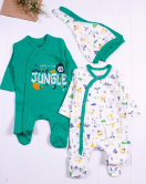 3-6 Ay Jungle Erkek Bebek 4'lü Tulum Seti Yeşil