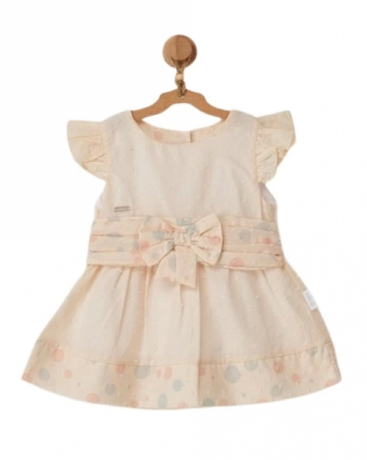 Andywawa Ac22653 Pompom Vanilla Cream Bebek Elbise Ekru