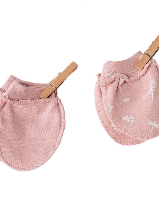 Andywawa AC23070 Floral 100% Organic Cotton Prematüre Eldiven Pink