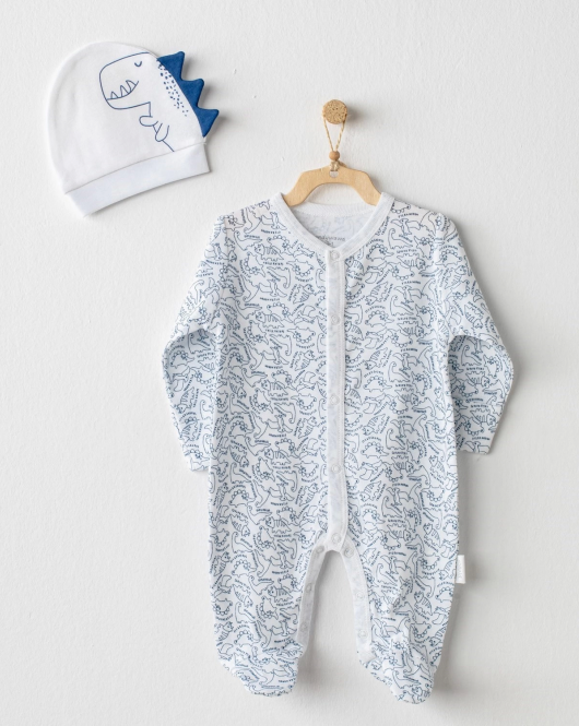 Andywawa AC23544 Ptera Nodon Şapkalı Bebe Tulum Takım NAVY