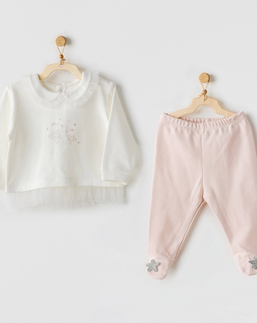 Andywawa Ac24129 Ballerina 2li Bebek Takım Ecru Pink