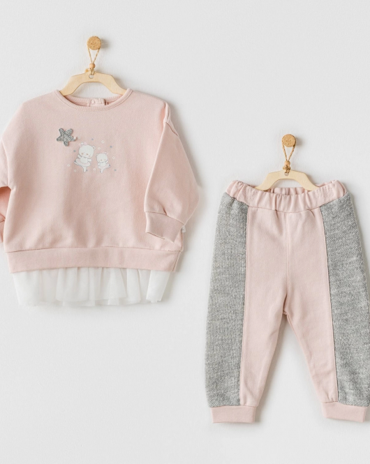 Andywawa AC24132 Ballerina 2li Bebe Takım Pink Grey