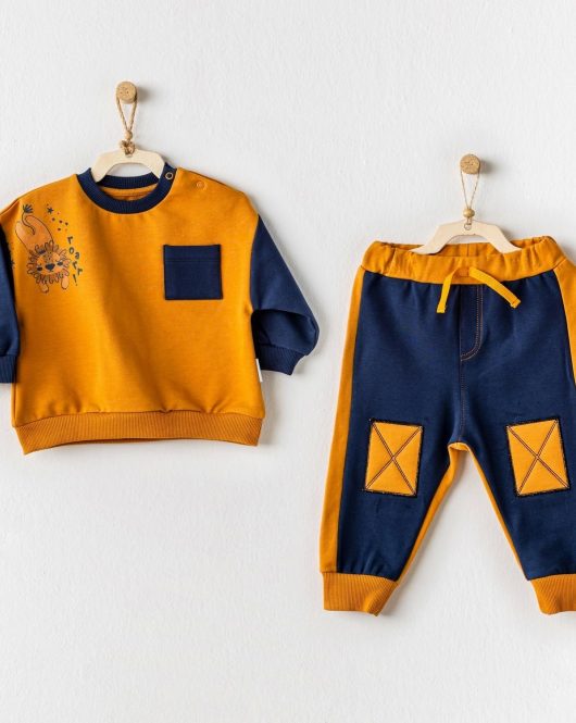 Andywawa Ac24197 Lion 2li Bebe Takım Navy Mustard