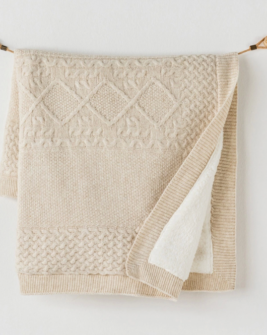 Andywawa AC24337 Triko Bebe Battaniye 95x85 Beige Melange