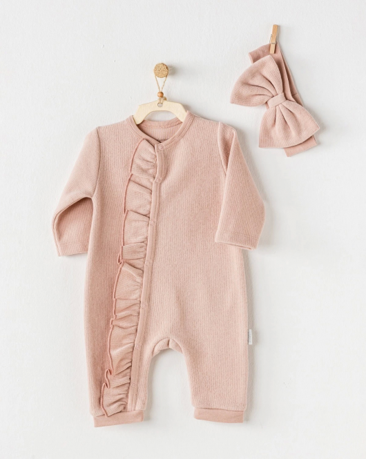 Andywawa AC24373 Floral Baby Bebek Tulum Takım Old Rose