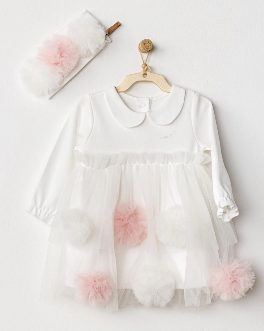 Andywawa AC24500 Dress Band Petit Love Elbise Takım Ekru
