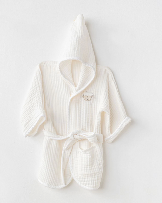 Andywawa AC24616 Bathrobe Gıft Bebek Bornoz White