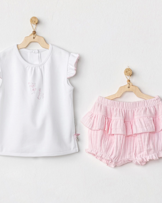 Andywawa AC24655 Have A Nice Day 2'Li Bebek Takım Pink White