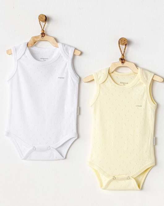 Andywawa AC24702 Jacquard Kolsuz 2'Li Bebek Body Yellow White