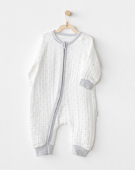 Andywawa AC24736 Romper Müslin Wawa Boys Bebek Tulum White