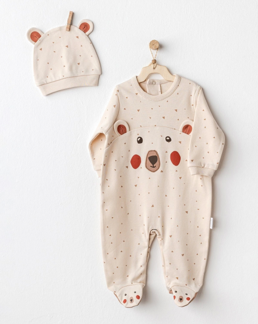 Andywawa AC25023 Adventurous Bear Bebek Tulum Takım Beige