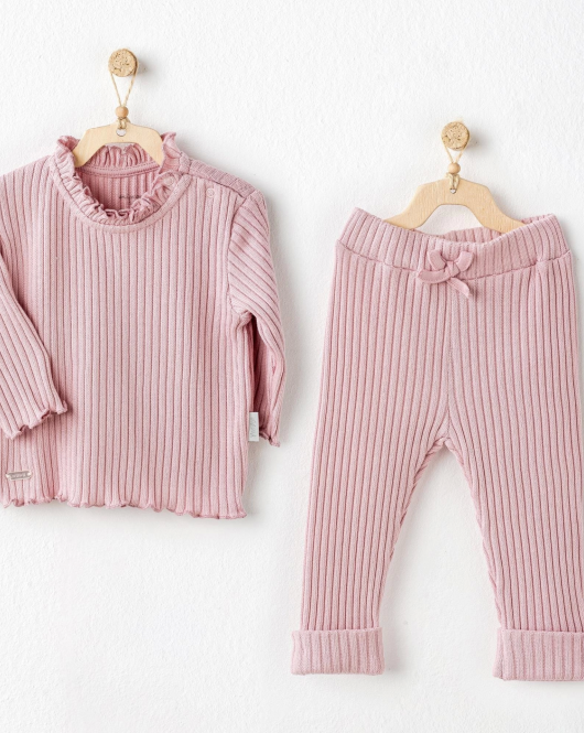 Andywawa AC25093 Sweet Penguin 2'Li Bebe Takım Pink