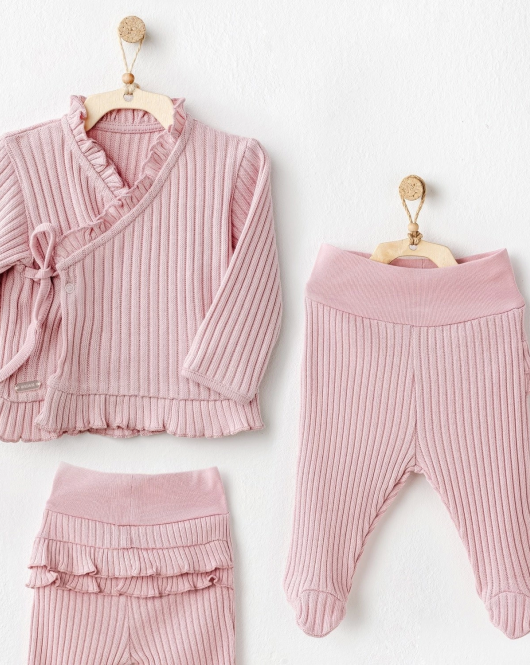 Andywawa AC25094 Sweet Penguin 2'Li Bebe Takım Pink