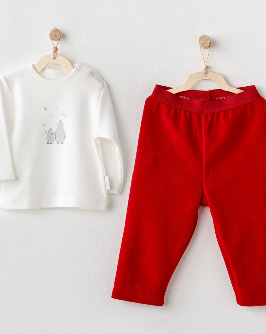 Andywawa AC25103 Happy Newyear 2'Li Bebe Takım Red