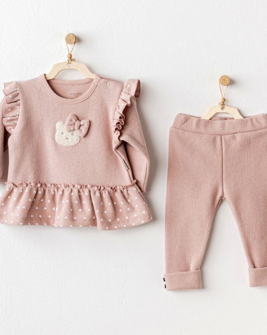 Andywawa AC25114 Cute Bear 2'Li Bebek Takım Rose
