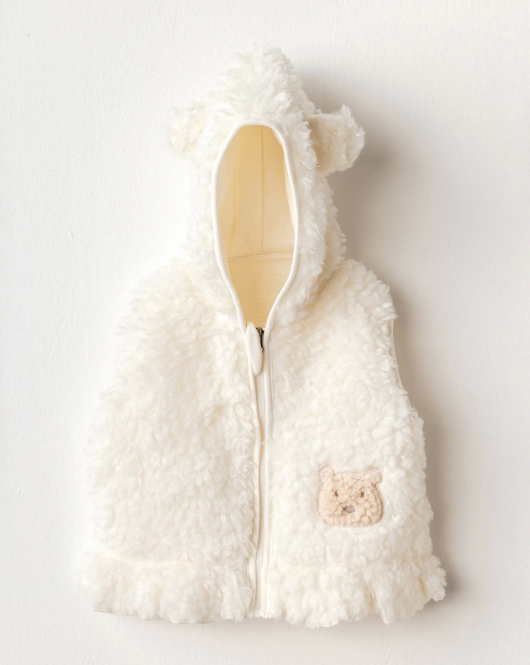 Andywawa AC25138 Plush Basic Bebe Yelek Ekru